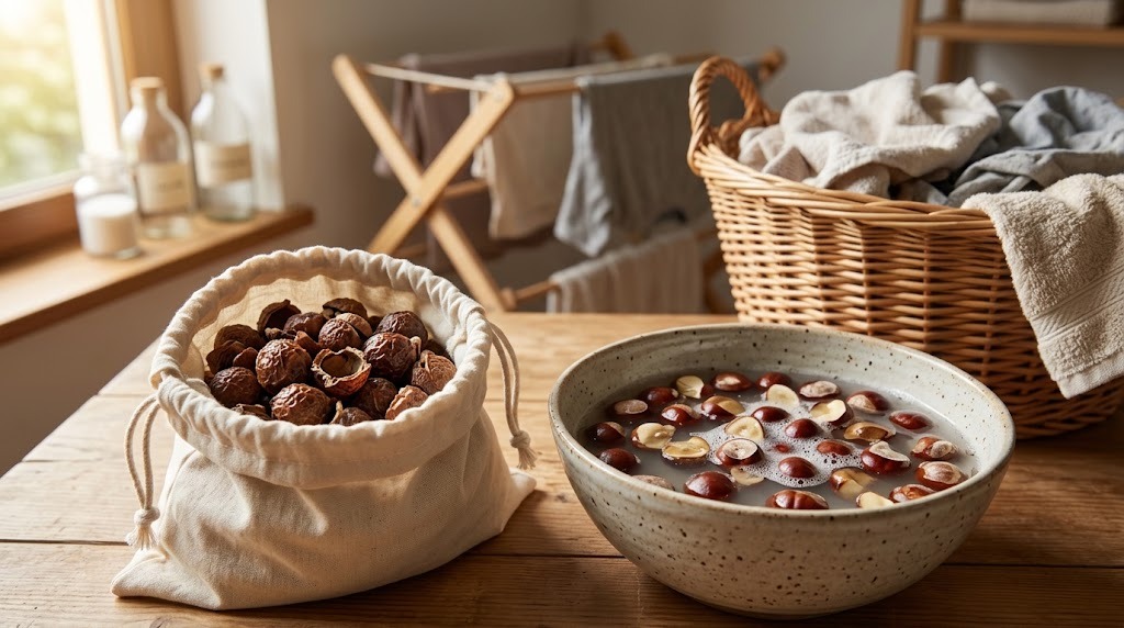 Soap nuts and conker laundry